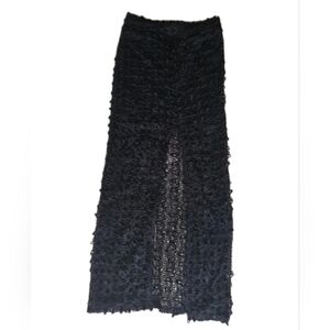 Stretch Open Lace Long Skirt With Long Slit Reversible Lined Size Small NEW